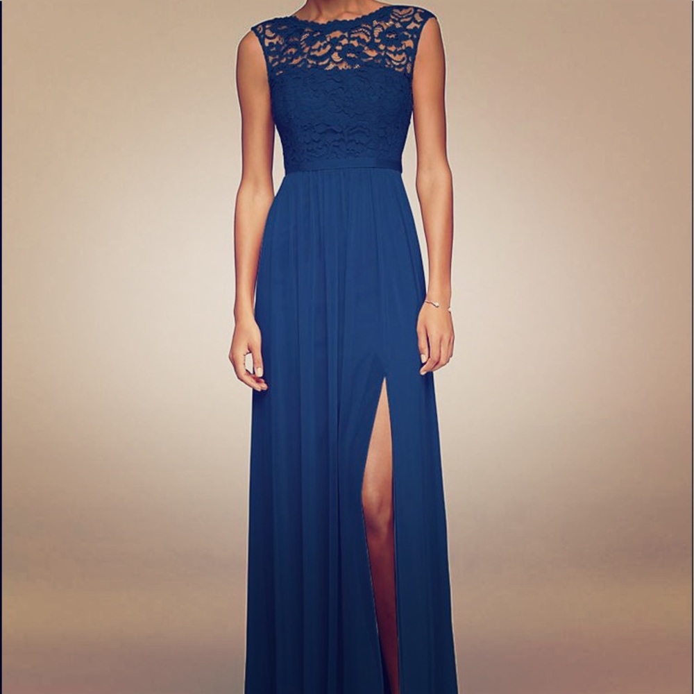 David’s Bridal Long Bridesmaid Dress w/Lace Bodice